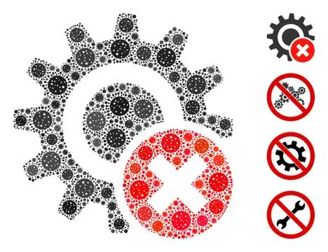 Wrong Settings Gear Collage of CoronaVirus Items 스톡 일러스트