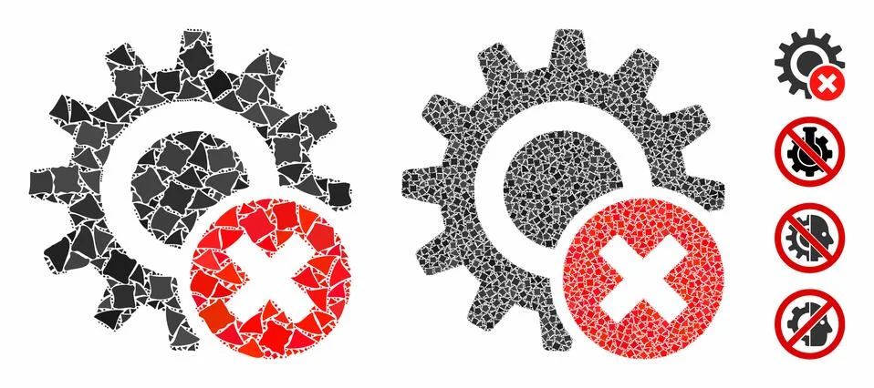 Wrong settings gear Composition Icon of Joggly Items Stock Illustration