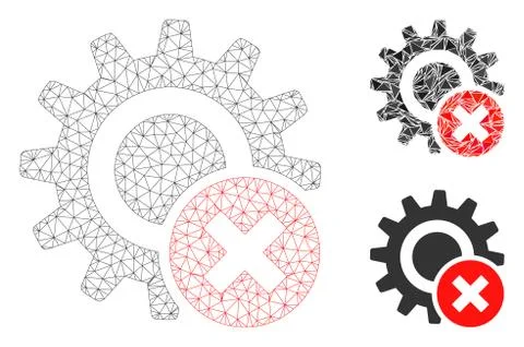 Wrong Settings Gear Vector Mesh Wire Frame Model and Triangle Mosaic Icon Stock Illustration