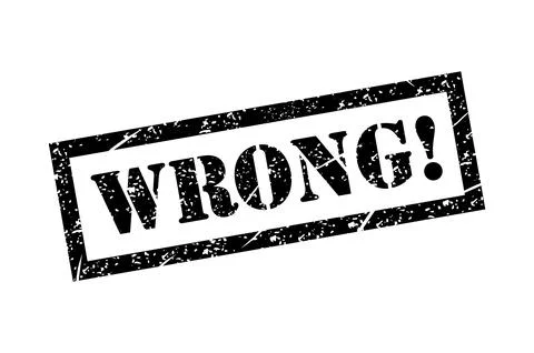 Wrong stamp symbol, label sticker sign button, text banner vector illustratio Stock Illustration