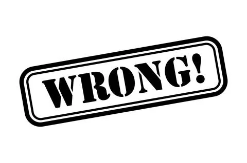 Wrong stamp symbol, label sticker sign button, text banner vector illustratio Illustrazione stock