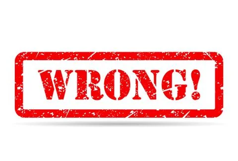 Wrong stamp symbol shadow, label sticker sign button, text banner vector illu Ilustração Stock