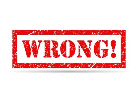 Wrong stamp symbol shadow, label sticker sign button, text banner vector illu Stock Illustration