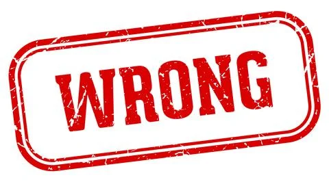 Wrong stamp. wrong rectangular stamp on white background Stock Illustration