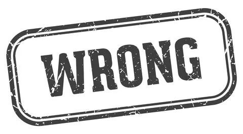 Wrong stamp. wrong rectangular stamp on white background Illustrazione stock