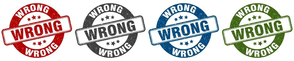 Wrong stamp. wrong round stamp set isolated on white background Stock Illustration