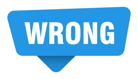 Wrong sticker. wrong blue sign isolated on transpatent background Illustrazione stock