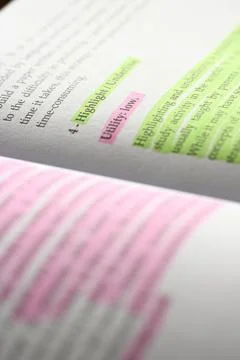 Wrong technique to use highlighting technique in a book Stock Photos