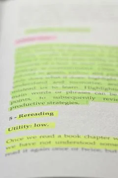 Wrong technique to use highlighting technique in a book Stock Photos