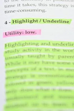 Wrong technique to use highlighting technique in a book Stock Photos