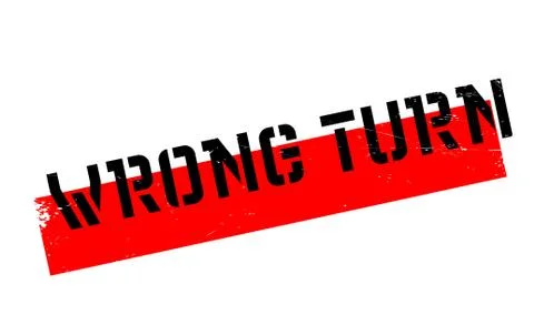 Wrong Turn rubber stamp Stock Illustration
