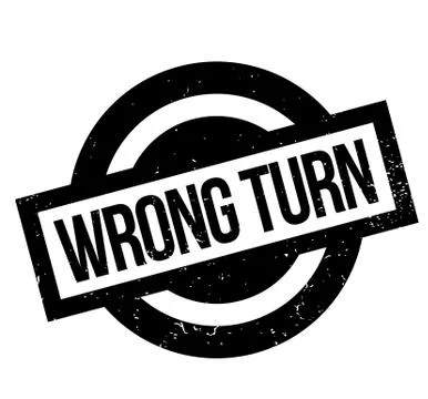 Wrong Turn rubber stamp Stock Illustration