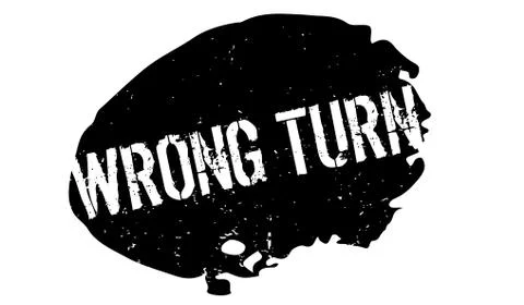 Wrong Turn rubber stamp Stock Illustration