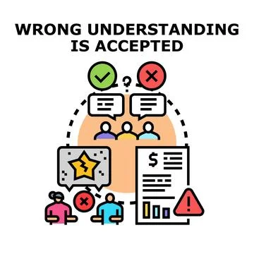 Wrong understanding is accepted concept illustration 库存插图