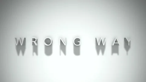 Wrong way 3D title animation with shadows on a white background Stock Footage 297512917