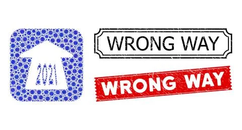 Wrong Way Distress Seals and Pandemic Inverted Mosaic 2021 Forward Arrow Stock Illustration