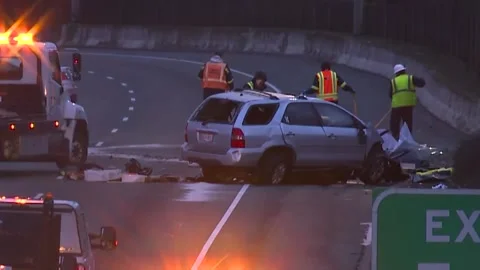WRONG WAY DRIVER CAR CRASH ON HIGHWAY Stock Footage 153897936