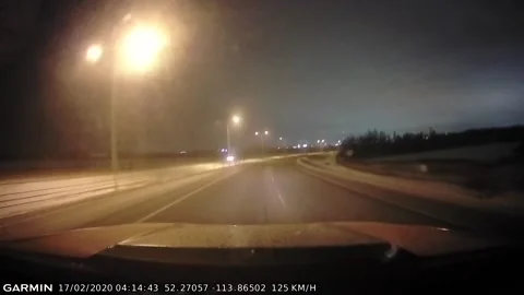 Wrong Way Driver Forces Car off Road on Highway, Red Deer, Alberta, Canada - 17  Video stock 205192234