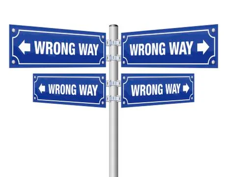 Wrong Way Guidepost Illustrazione stock