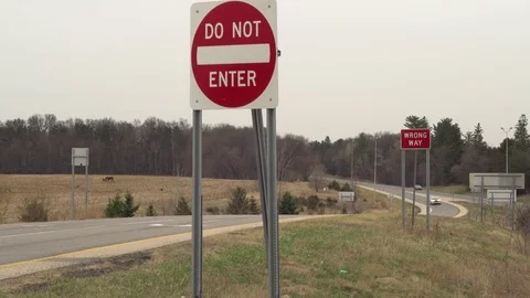 Wrong Way onto highway Stock Footage 74435039