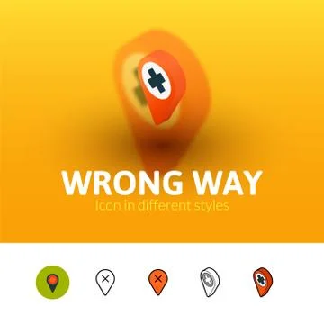 Wrong way icon in different style Stock Illustration