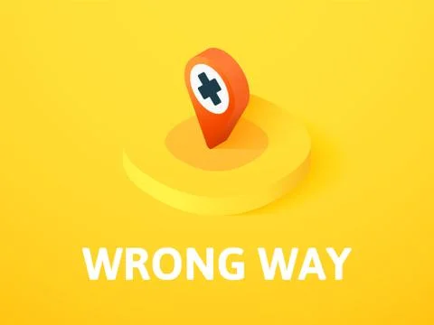 Wrong way isometric icon, isolated on color background Illustrazione stock