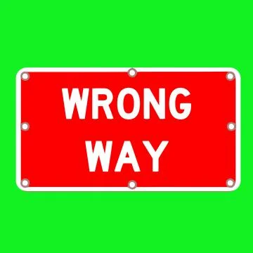 Wrong way law street caution green color illustration Illustrazione stock