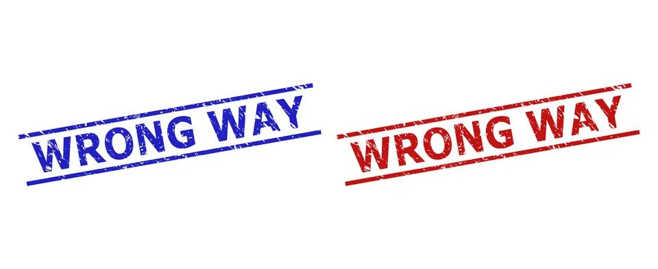 WRONG WAY Seals with Scratched Texture and Parallel Lines Stock Illustration