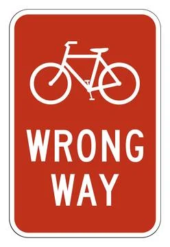 Wrong way sign for bicycles, R5-1b, US road sign Illustrazione stock