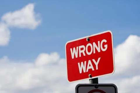 Wrong way sign Stock Photos