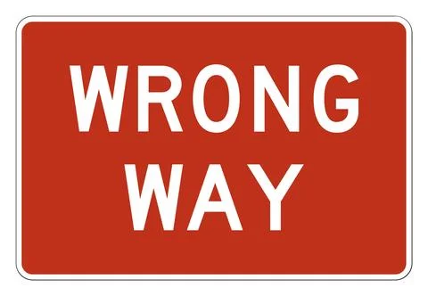 Wrong way sign, R5-1a, US road sign Illustrazione stock
