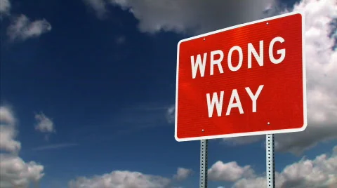 Wrong Way Sign Sky Background Stock Footage