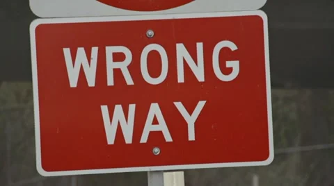 Wrong Way Sign - tilted, rack focus Stock Footage 22145291