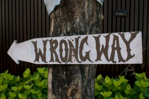 Wrong way signage Stock Photos