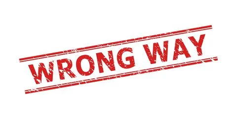 WRONG WAY Stamp with Unclean Surface and Double Parallel Lines Stock Illustration