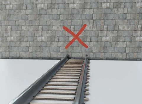 Wrong way to wall on rail symbol 3d illustration Stock Illustration