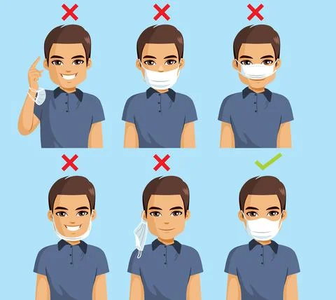 Wrong Ways To Wear Mask Stock Illustration