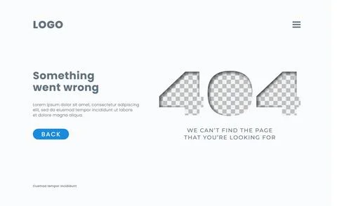 Wrong webpage layout 404 error page not found message template background screen Illustrazione stock