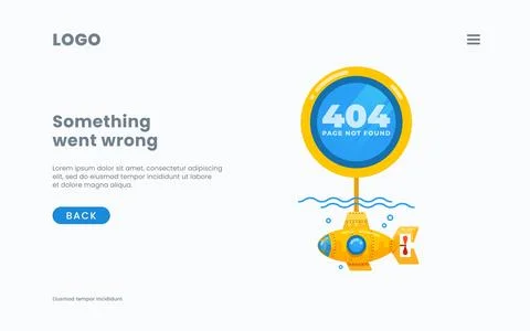 Wrong webpage layout 404 error page not found message template background screen Illustrazione stock