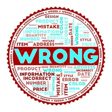 WRONG word image. Wrong concept with word clouds and round text. Nice color.. Ilustração Stock