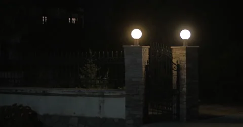 Wrought Iron Gate at Night 库存影片 61830276