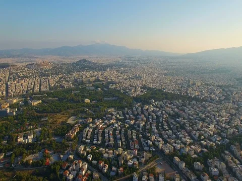 WS AERIAL Tracking down over Athens Greece Stock Footage 76902714