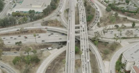 WS AERIAL View of road junction with traffic Stock Footage 62762324