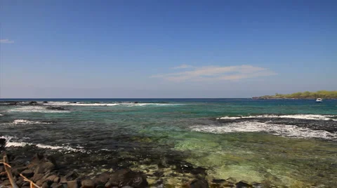 WS bay PAN from ocean to mountain Stock Footage 5821976