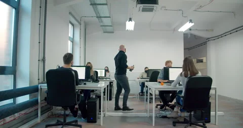 WS DS Office workers using hand sanitizer during pandemic Vídeo Stock 145145589
