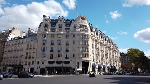 WS Exterior view of street and Hotel Lutetia, Paris, France Stock Footage 117121137