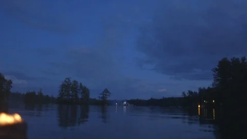 WS Fireworks over Lake in New Hampshire Stock Footage 80774613