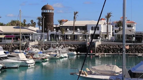 WS; harbour with lighthoue Stock Footage 85063948