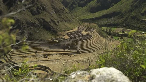 WS High angle Inca trail in mountains of Cusco, Peru Stock Footage 130431090