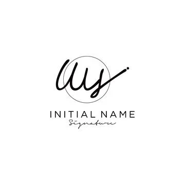 WS Initial handwriting logo design Stock Illustration